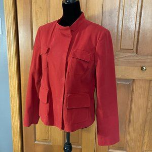 Jones New York Signature Rust w snap front, 4 flap pockets Jacket Blazer Sz 14